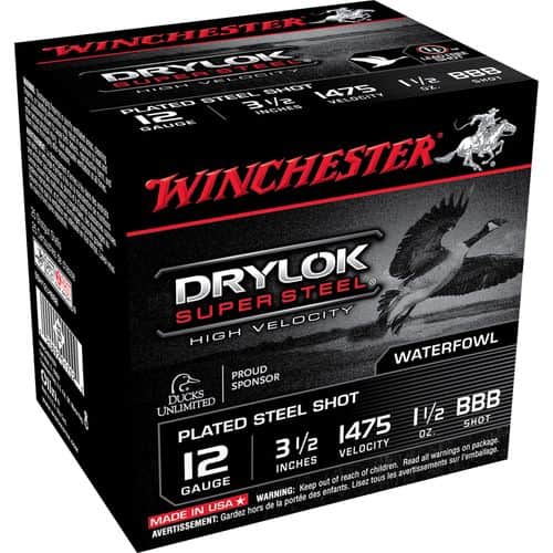 Winchester Ammo SSH12LHBBB Drylock Super Steel High Velocity 12 Gauge 3.50" 1 1/2 oz BBB Shot 25 Bx/ 10 Cs Winchester Ammo SSH12LHBBB Drylock Super Steel High Velocity 12 Gauge 3.50" 1 1/2 oz BBB Shot 25 Bx/ 10 Cs