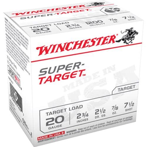 Winchester Ammo Super Target 20 Gauge 2.75" 7/8 oz 7.5 Shot 25 Bx Winchester Ammo Super Target 20 Gauge 2.75" 7/8 oz 7.5 Shot 25 Bx