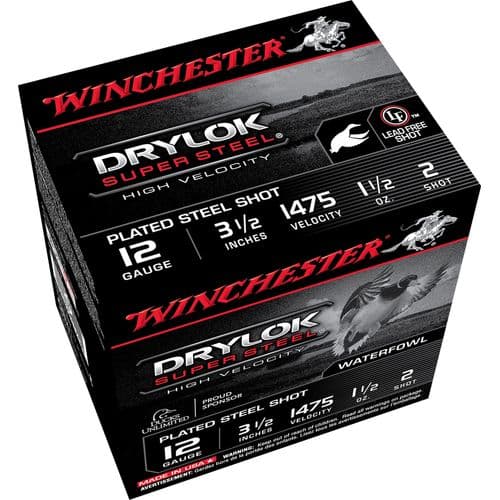 Winchester Ammo SSH12LH2 Drylock Super Steel High Velocity 12 Gauge 3.5" 1 1/2 oz 2 Shot 25 Bx/ 10 Cs Winchester Ammo SSH12LH2 Drylock Super Steel High Velocity 12 Gauge 3.5" 1 1/2 oz 2 Shot 25 Bx/ 10 Cs
