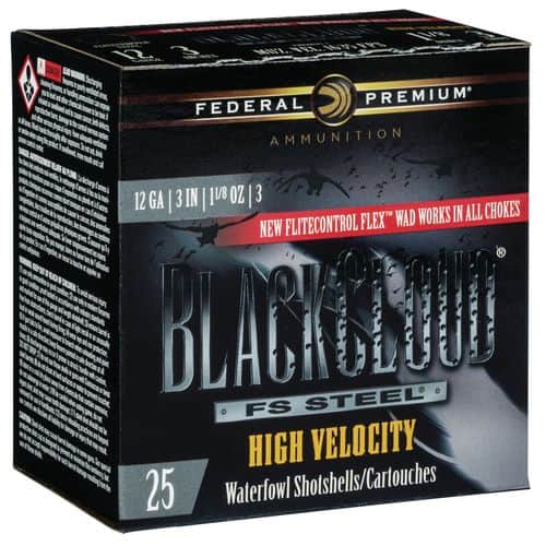Federal PWBXH1433 Black Cloud FS High Velocity 12 Gauge 3" 1 1/8 oz 3 Shot 25 Per Box Federal PWBXH1433 Black Cloud FS High Velocity 12 Gauge 3" 1 1/8 oz 3 Shot 25 Per Box