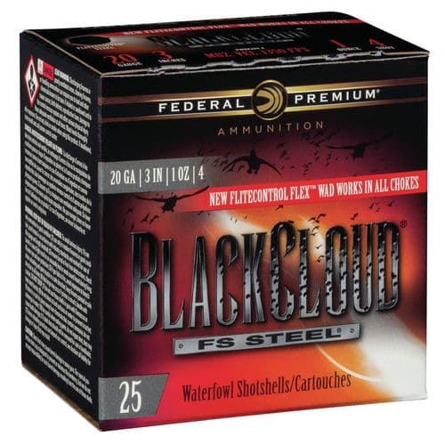 Federal PWBX2094 Black Cloud FS Steel 20 Gauge 3" 1 oz 4 Shot 25 Bx/ 10 Cs Federal PWBX2094 Black Cloud FS Steel 20 Gauge 3" 1 oz 4 Shot 25 Bx/ 10 Cs