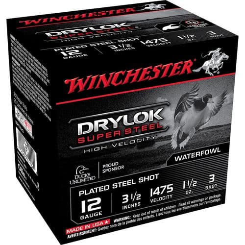 Winchester Ammo Drylok Super Steel High Velocity 12 Gauge 3.50" 1 1/2 oz 3 Shot - SSH12LH3 Winchester Ammo Drylok Super Steel High Velocity 12 Gauge 3.50" 1 1/2 oz 3 Shot - SSH12LH3