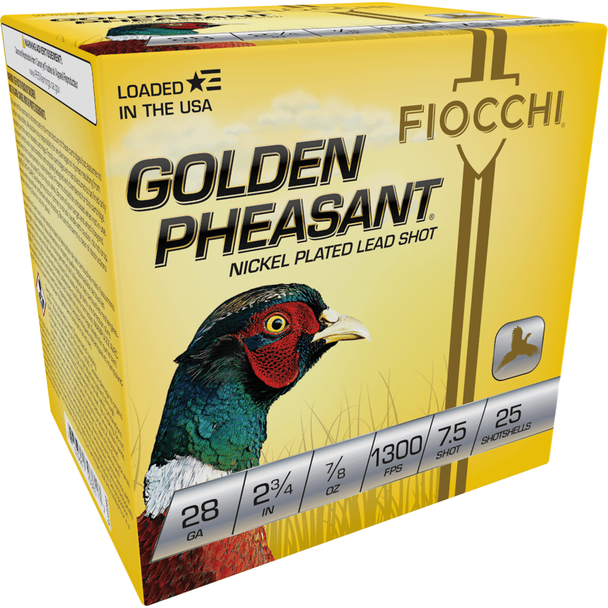 Fiocchi 28GP75 Golden Pheasant Extrema 28 Gauge 2.75" 7/8 oz 7.5 Shot 25 Per Box Fiocchi 28GP75 Golden Pheasant Extrema 28 Gauge 2.75" 7/8 oz 7.5 Shot 25 Per Box
