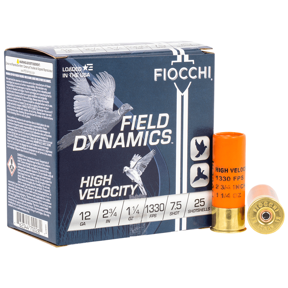 Fiocchi 12HV75 High Velocity 12 Gauge 2.75" 1 1/4 oz 7.5 Shot 25 Bx/ 10 Cs Fiocchi 12HV75 High Velocity 12 Gauge 2.75" 1 1/4 oz 7.5 Shot 25 Bx/ 10 Cs