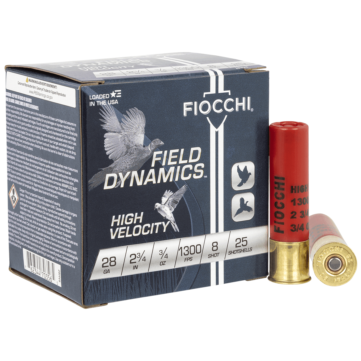 Fiocchi 28HV8 Field Dynamics High Velocity 28 Gauge 2.75" 3/4 oz 8 Shot 25 Per Box Fiocchi 28HV8 Field Dynamics High Velocity 28 Gauge 2.75" 3/4 oz 8 Shot 25 Per Box