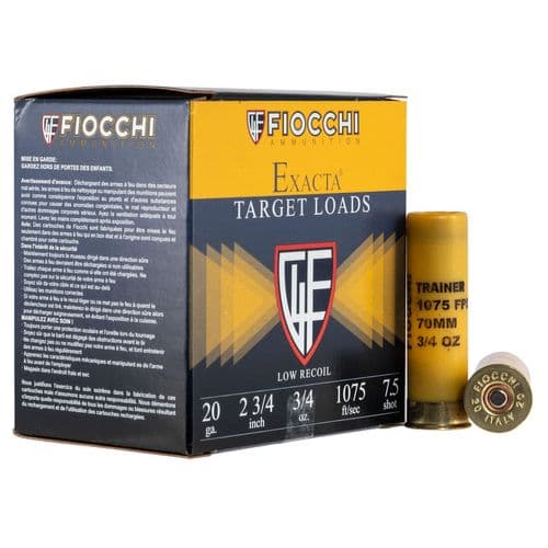 Fiocchi 20LITE75 Exacta Target Low Recoil 20 Gauge 2.75" 3/4 oz 7.5 Shot 25 Bx/ 10 Cs Fiocchi 20LITE75 Exacta Target Low Recoil 20 Gauge 2.75" 3/4 oz 7.5 Shot 25 Bx/ 10 Cs