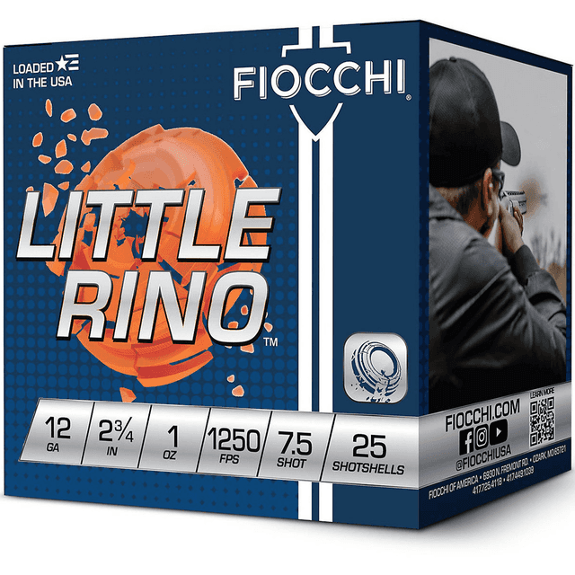 Fiocchi 12TX75 Exacta Target Little Rino 12 Gauge 2.75" 1 oz 7.5 Shot 25 Bx/ 10 Cs Fiocchi 12TX75 Exacta Target Little Rino 12 Gauge 2.75" 1 oz 7.5 Shot 25 Bx/ 10 Cs