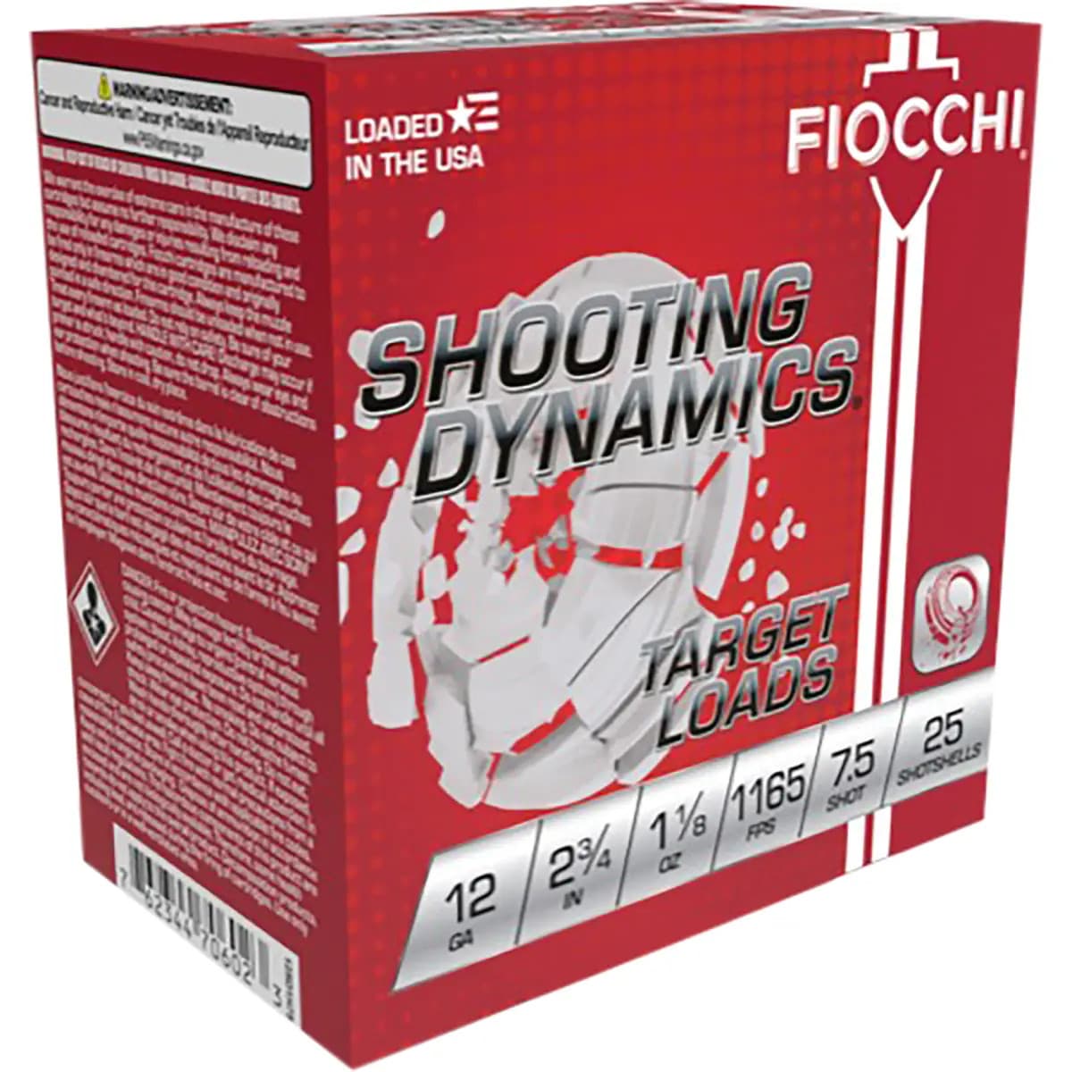 Fiocchi Shooting Dynamics Target 12 Gauge 2.75" 1 1/8oz 7.5Shot 25 Per Box 12SD18L7 Fiocchi Shooting Dynamics Target 12 Gauge 2.75" 1 1/8oz 7.5Shot 25 Per Box 12SD18L7