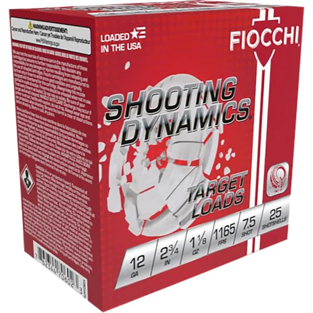 Fiocchi Shooting Dynamics Target 12 Gauge 2.75" 1 1/8oz 7.5Shot 25 Per Box 12SD18L7 Fiocchi Shooting Dynamics Target 12 Gauge 2.75" 1 1/8oz 7.5Shot 25 Per Box 12SD18L7
