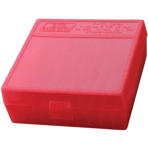 MTM Case-Gard Handgun Ammo Box for 100 Rounds of .41-.45 Cal Ammo - Red MTM Case-Gard Handgun Ammo Box for 100 Rounds of .41-.45 Cal Ammo - Red