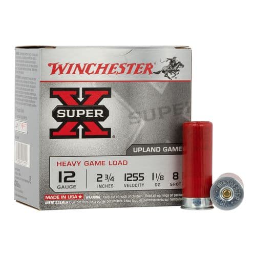 Winchester Ammo XU12H8 Super X Heavy Game Load 12 Gauge 2.75" 1 1/8 oz 8 Shot 25 Bx/ 10 Cs Winchester Ammo XU12H8 Super X Heavy Game Load 12 Gauge 2.75" 1 1/8 oz 8 Shot 25 Bx/ 10 Cs