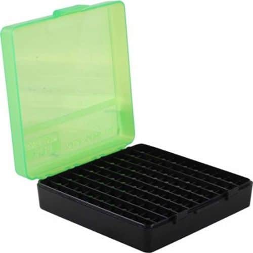MTM Case-Gard P-100-45 Handgun Ammo Box for 100 Rounds of .40/10mm/.45 ACP Cal Ammo - Green/Black MTM Case-Gard P-100-45 Handgun Ammo Box for 100 Rounds of .40/10mm/.45 ACP Cal Ammo - Green/Black