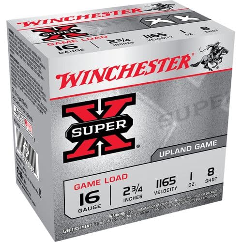 Winchester Ammo XU168 Super X Game Load 16 Gauge 2.75" 1 oz 8 Shot 25 Bx/ 10 Cs Winchester Ammo XU168 Super X Game Load 16 Gauge 2.75" 1 oz 8 Shot 25 Bx/ 10 Cs