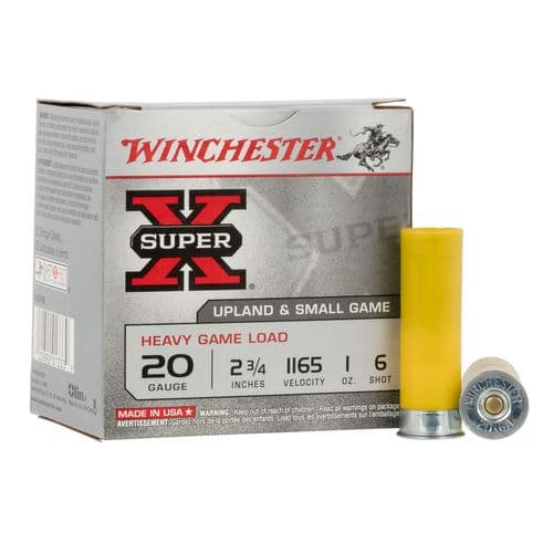 Winchester Ammo XU20H6 Super X Heavy Game Load 20 Gauge 2.75" 1 oz 6 Shot 25 Bx/ 10 Cs Winchester Ammo XU20H6 Super X Heavy Game Load 20 Gauge 2.75" 1 oz 6 Shot 25 Bx/ 10 Cs