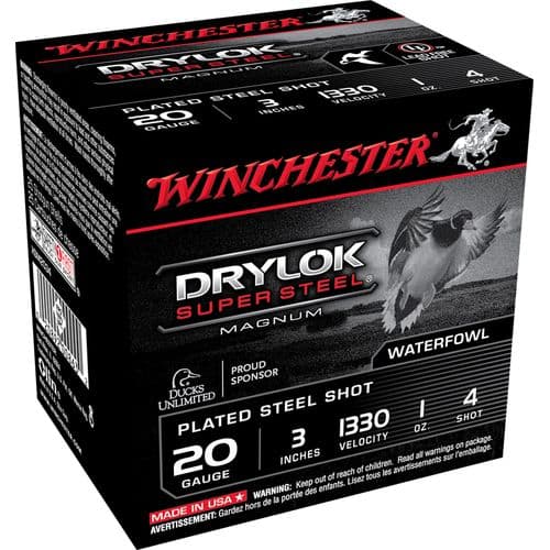 Winchester Ammo XSM2034 Drylock Super Steel Magnum 20 Gauge 3" 1 oz 4 Shot 25 Bx/ 10 Cs Winchester Ammo XSM2034 Drylock Super Steel Magnum 20 Gauge 3" 1 oz 4 Shot 25 Bx/ 10 Cs