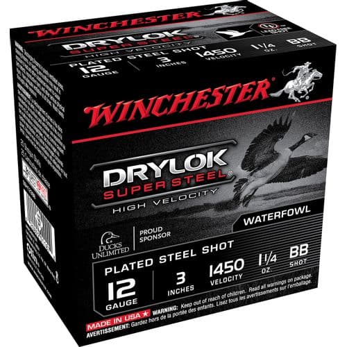 Winchester Ammo SSH123BB Drylock Super Steel High Velocity 12 Gauge 3" 1 1/4 oz BB Shot 25 Bx/ 10 Cs Winchester Ammo SSH123BB Drylock Super Steel High Velocity 12 Gauge 3" 1 1/4 oz BB Shot 25 Bx/ 10 Cs