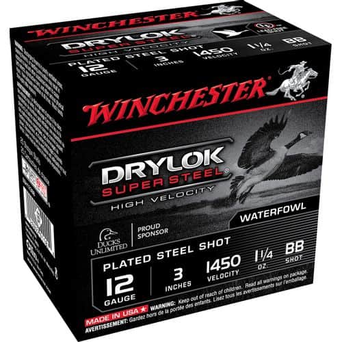 Winchester Ammo SSH123BB Drylock Super Steel High Velocity 12 Gauge 3" 1 1/4 oz BB Shot 25 Bx/ 10 Cs Winchester Ammo SSH123BB Drylock Super Steel High Velocity 12 Gauge 3" 1 1/4 oz BB Shot 25 Bx/ 10 Cs