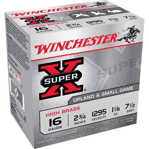 Winchester Ammo X16H7 Super X High Brass 16 Gauge 2.75" 1 1/8 oz 7.5 Shot 25 Bx/ 10 Cs Winchester Ammo X16H7 Super X High Brass 16 Gauge 2.75" 1 1/8 oz 7.5 Shot 25 Bx/ 10 Cs