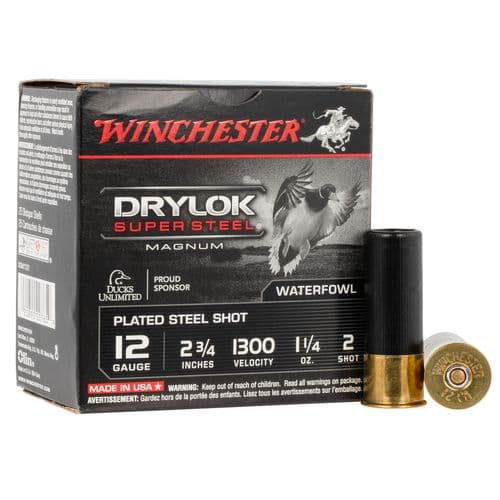 Winchester Ammo XSM122 Drylock Super Steel Magnum 12 Gauge 2.75" 1 1/4 oz 2 Shot 25 Bx/ 10 Cs Winchester Ammo XSM122 Drylock Super Steel Magnum 12 Gauge 2.75" 1 1/4 oz 2 Shot 25 Bx/ 10 Cs