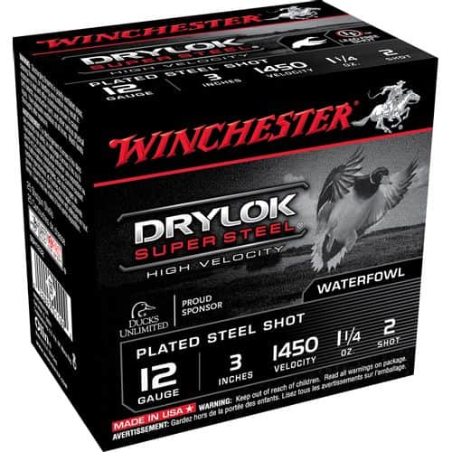 Winchester Ammo SSH1232 Drylock Super Steel High Velocity 12 Gauge 3" 1 1/4 oz 2 Shot 25 Bx/ 10 Cs Winchester Ammo SSH1232 Drylock Super Steel High Velocity 12 Gauge 3" 1 1/4 oz 2 Shot 25 Bx/ 10 Cs
