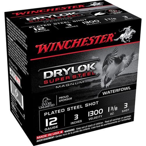 Winchester Ammo XSM1233 Drylock Super Steel Magnum 12 Gauge 3" 1 3/8 oz 3 Shot 25 Bx/ 10 Cs Winchester Ammo XSM1233 Drylock Super Steel Magnum 12 Gauge 3" 1 3/8 oz 3 Shot 25 Bx/ 10 Cs