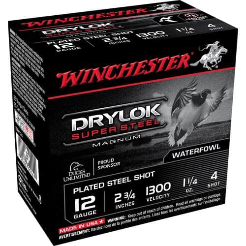 Winchester Ammo XSM124 Drylock Super Steel Magnum 12 Gauge 2.75" 1 1/4 oz 4 Shot 25 Bx/ 10 Cs Winchester Ammo XSM124 Drylock Super Steel Magnum 12 Gauge 2.75" 1 1/4 oz 4 Shot 25 Bx/ 10 Cs