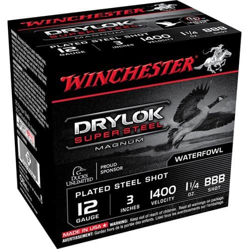 Winchester Ammo XSC123BBB Drylock Super Steel Magnum 12 Gauge 3" 1 1/4 oz BBB Shot 25 Bx/ 10 Cs Winchester Ammo XSC123BBB Drylock Super Steel Magnum 12 Gauge 3" 1 1/4 oz BBB Shot 25 Bx/ 10 Cs