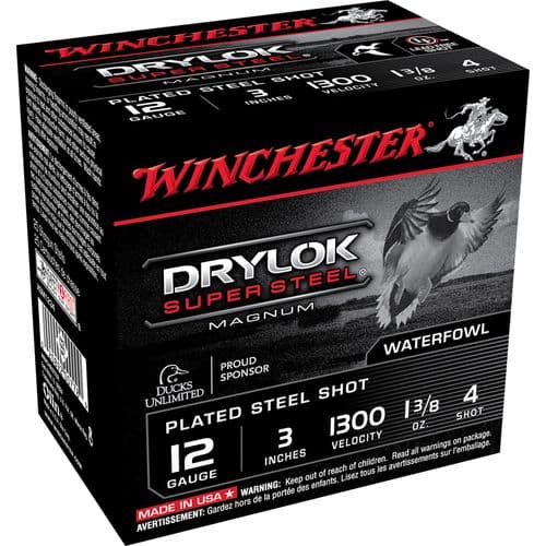 Winchester Ammo XSM1234 Drylock Super Steel Magnum 12 Gauge 3" 1 3/8 oz 4 Shot 25 Bx/ 10 Cs Winchester Ammo XSM1234 Drylock Super Steel Magnum 12 Gauge 3" 1 3/8 oz 4 Shot 25 Bx/ 10 Cs