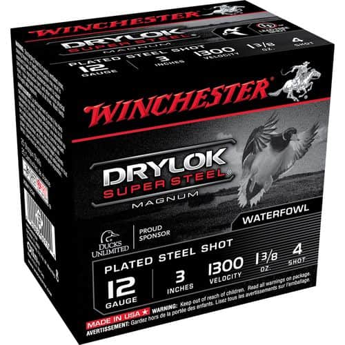 Winchester Ammo XSM1234 Drylock Super Steel Magnum 12 Gauge 3" 1 3/8 oz 4 Shot 25 Bx/ 10 Cs Winchester Ammo XSM1234 Drylock Super Steel Magnum 12 Gauge 3" 1 3/8 oz 4 Shot 25 Bx/ 10 Cs