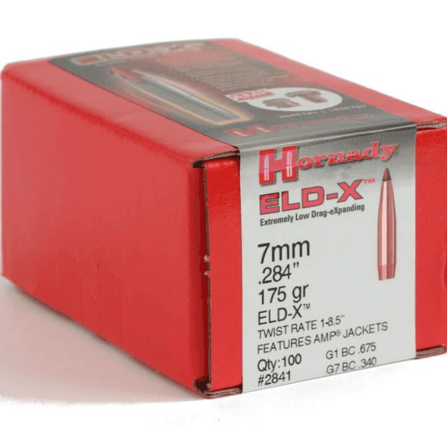Hornady 2841 ELD-X 7mm .284 175 gr Extremely Low Drag eXpanding 100 Per Box Hornady 2841 ELD-X 7mm .284 175 gr Extremely Low Drag eXpanding 100 Per Box