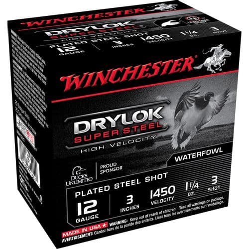 Winchester Ammo SSH1233 Drylock Super Steel High Velocity 12 Gauge 3" 1 1/4 oz 3 Shot 25 Bx/ 10 Cs Winchester Ammo SSH1233 Drylock Super Steel High Velocity 12 Gauge 3" 1 1/4 oz 3 Shot 25 Bx/ 10 Cs