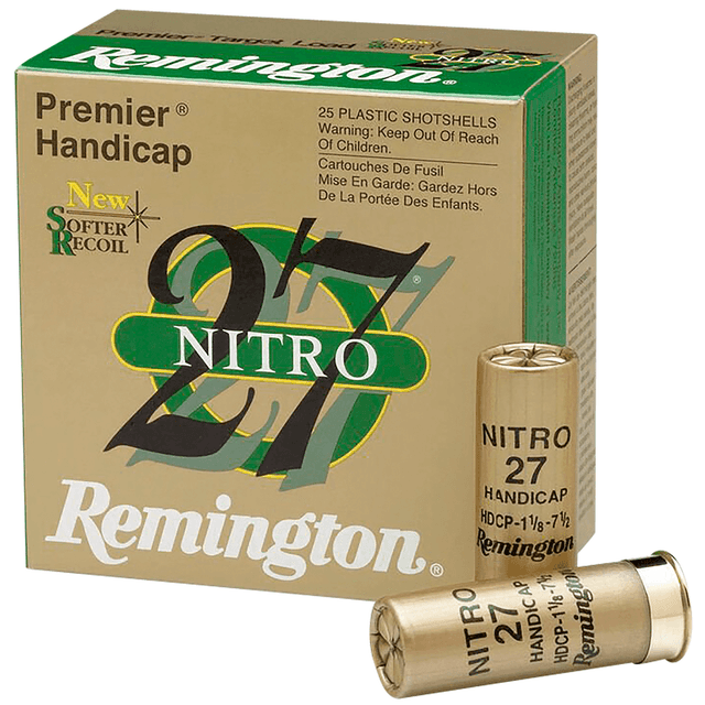 Remington Ammunition 20227 Premier Nitro 27 Handicap 12 Gauge 2.75" 1 oz 1290 fps 7.5 Shot 25 Bx Remington Ammunition 20227 Premier Nitro 27 Handicap 12 Gauge 2.75" 1 oz 1290 fps 7.5 Shot 25 Bx