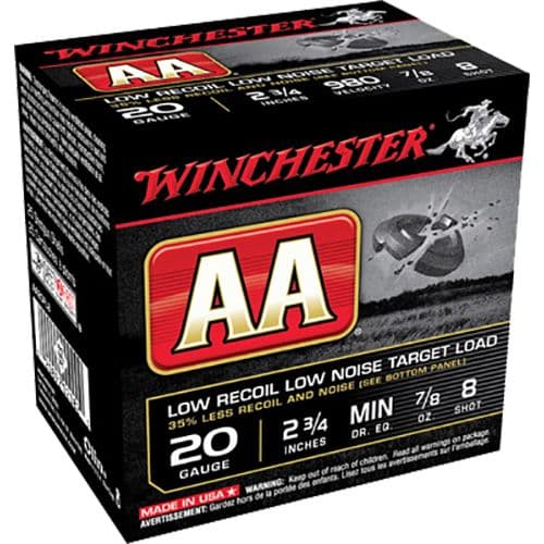 Winchester Ammo AA Low Recoil 20 Gauge 2.75" 7/8 oz 8 Shot - AA20FL8 Winchester Ammo AA Low Recoil 20 Gauge 2.75" 7/8 oz 8 Shot - AA20FL8