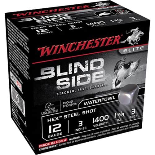 Winchester Ammo SBS1233 Blindside 12 Gauge 3" 1 3/8 oz 3 Shot 25 Bx/ 10 Cs Winchester Ammo SBS1233 Blindside 12 Gauge 3" 1 3/8 oz 3 Shot 25 Bx/ 10 Cs