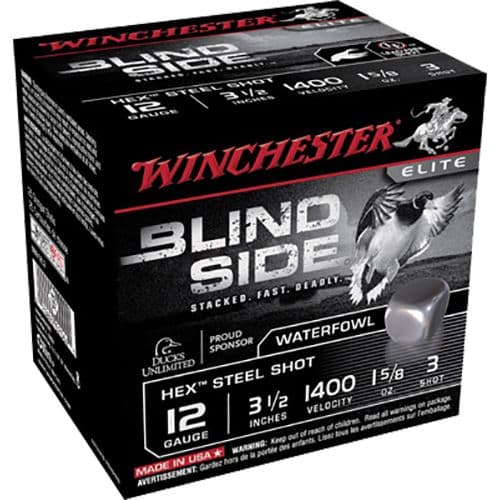 Winchester Ammo SBS12L3 Blindside 12 Gauge 3.50" 1 5/8 oz 3 Shot 25 Bx/ 10 Cs Winchester Ammo SBS12L3 Blindside 12 Gauge 3.50" 1 5/8 oz 3 Shot 25 Bx/ 10 Cs