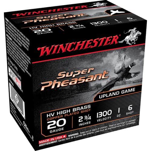 Winchester Ammo Super Pheasant Magnum High Brass 20 Gauge 2.75" 1 oz 6 Shot - X20PH6 Winchester Ammo Super Pheasant Magnum High Brass 20 Gauge 2.75" 1 oz 6 Shot - X20PH6