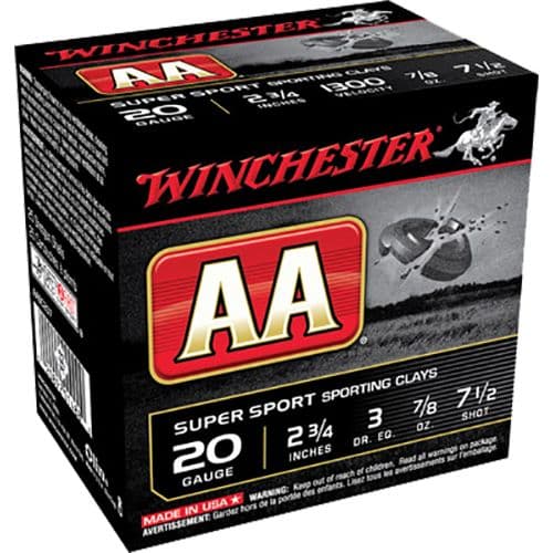 Winchester Ammo AASC207 AA Super Sport 20 Gauge 2.75" 7/8 oz 7.5 Shot 25 Bx/ 10 Cs Winchester Ammo AASC207 AA Super Sport 20 Gauge 2.75" 7/8 oz 7.5 Shot 25 Bx/ 10 Cs