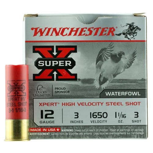 Winchester Ammo WEX123M3 Super X Xpert High Velocity Steel 12 Gauge 3" 1 1/16 oz 3 Shot 25 Bx/ 10 Cs Winchester Ammo WEX123M3 Super X Xpert High Velocity Steel 12 Gauge 3" 1 1/16 oz 3 Shot 25 Bx/ 10 Cs