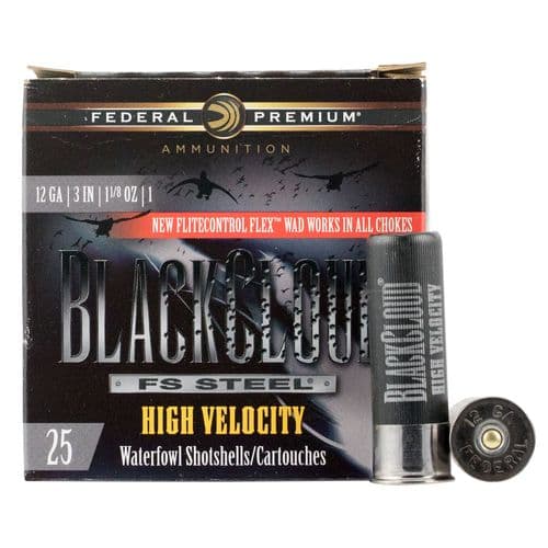 Federal PWBX1431 Black Cloud FS Steel High Velocity 12 Gauge 3" 1 1/8 oz 1 Shot 25 Bx/ 10 Cs Federal PWBX1431 Black Cloud FS Steel High Velocity 12 Gauge 3" 1 1/8 oz 1 Shot 25 Bx/ 10 Cs