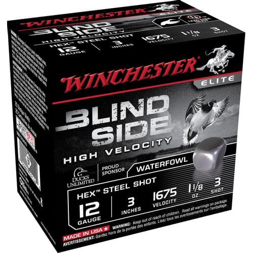 Winchester Ammo SBS123HV3 Blindside High Velocity 12 Gauge 3" 1 1/8 oz 3 Shot 25 Bx/ 10 Cs Winchester Ammo SBS123HV3 Blindside High Velocity 12 Gauge 3" 1 1/8 oz 3 Shot 25 Bx/ 10 Cs