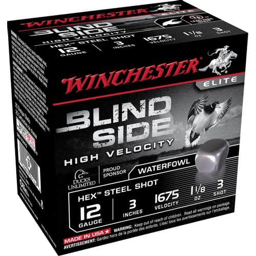 Winchester Ammo SBS123HV3 Blindside High Velocity 12 Gauge 3" 1 1/8 oz 3 Shot 25 Bx/ 10 Cs Winchester Ammo SBS123HV3 Blindside High Velocity 12 Gauge 3" 1 1/8 oz 3 Shot 25 Bx/ 10 Cs