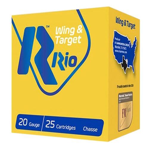 Rio Ammunition WT2075 Wing & Target 20 Gauge 2.75" 7/8 oz 7.5 Shot 25 Bx/ 10 Cs Rio Ammunition WT2075 Wing & Target 20 Gauge 2.75" 7/8 oz 7.5 Shot 25 Bx/ 10 Cs