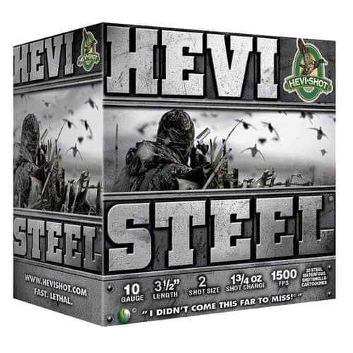 HEVI-Shot HS61002 Hevi-Steel 10 Gauge 3.5" 1-3/4 oz 2 Shot 25 Bx/ 10 Cs HEVI-Shot HS61002 Hevi-Steel 10 Gauge 3.5" 1-3/4 oz 2 Shot 25 Bx/ 10 Cs