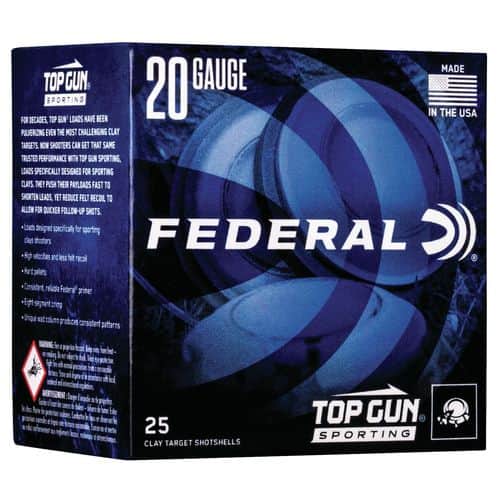 Federal TGS22475 Top Gun Sporting 20 Gauge 2.75" 7/8 oz 7.5 Shot 25 Bx Federal TGS22475 Top Gun Sporting 20 Gauge 2.75" 7/8 oz 7.5 Shot 25 Bx