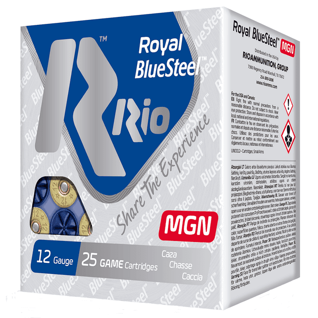 Rio Ammunition Royal BlueSteel Magnum 12 Gauge 3" 1 1/4 oz 3 Shot - RBSM363 Rio Ammunition Royal BlueSteel Magnum 12 Gauge 3" 1 1/4 oz 3 Shot - RBSM363