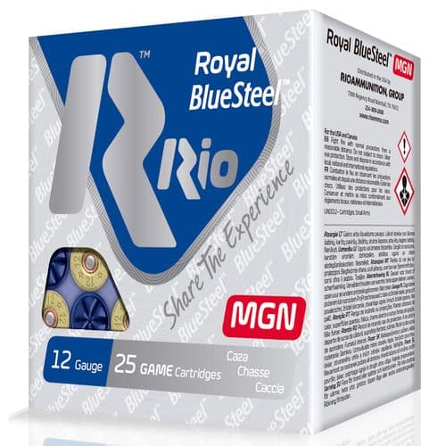 Rio Ammunition Royal BlueSteel Magnum 12 Gauge 3" 1 1/4 oz 4 Shot - RBSM364 Rio Ammunition Royal BlueSteel Magnum 12 Gauge 3" 1 1/4 oz 4 Shot - RBSM364
