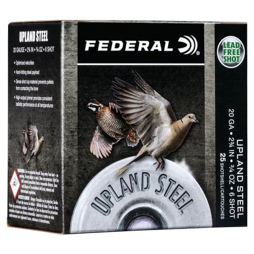 Federal USH206 Upland Steel 20 Gauge 2.75" 3/4 oz 6 Shot 25 Bx/ 10 Cs Federal USH206 Upland Steel 20 Gauge 2.75" 3/4 oz 6 Shot 25 Bx/ 10 Cs