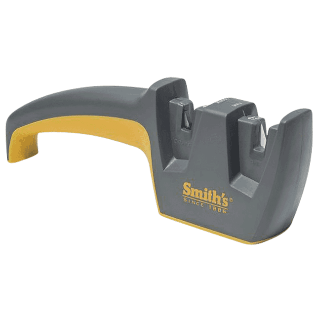 Smiths Products Hand Held Carbide Sharpener Coarse/Fine Gray/Yellow Plastic Smiths Products Hand Held Carbide Sharpener Coarse/Fine Gray/Yellow Plastic