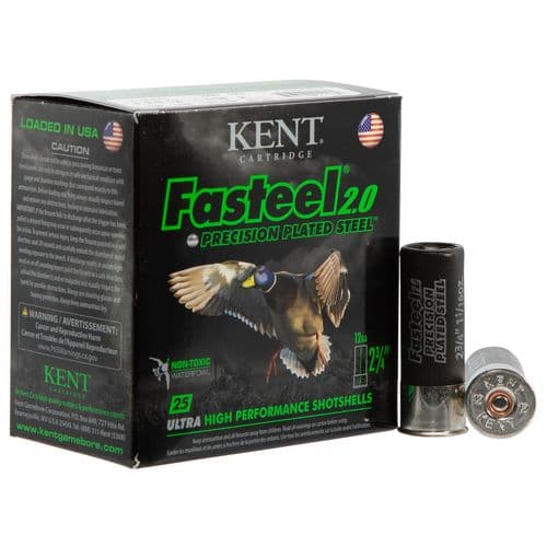Kent Cartridge K122FS302 Fasteel 2.0 12 Gauge 2.75" 1-1/16 oz 2 Shot 25 Bx/ 10 Cs Kent Cartridge K122FS302 Fasteel 2.0 12 Gauge 2.75" 1-1/16 oz 2 Shot 25 Bx/ 10 Cs