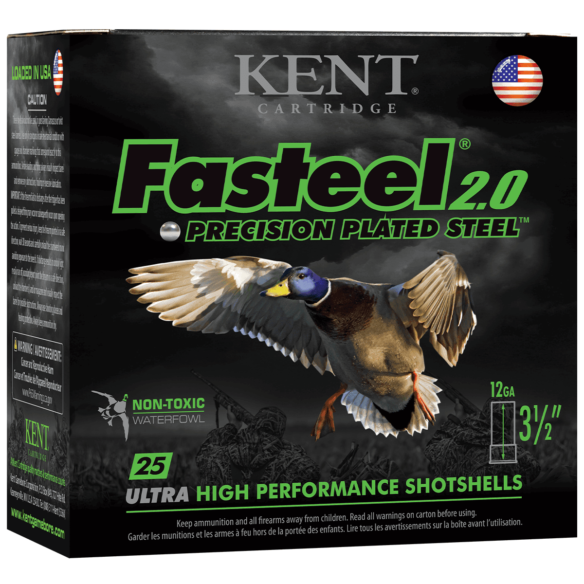 Kent Cartridge K1235FS402 Fasteel 2.0 12 Gauge 3.5" 1-3/8 oz 2 Shot 25 Bx/ 10 Cs Kent Cartridge K1235FS402 Fasteel 2.0 12 Gauge 3.5" 1-3/8 oz 2 Shot 25 Bx/ 10 Cs